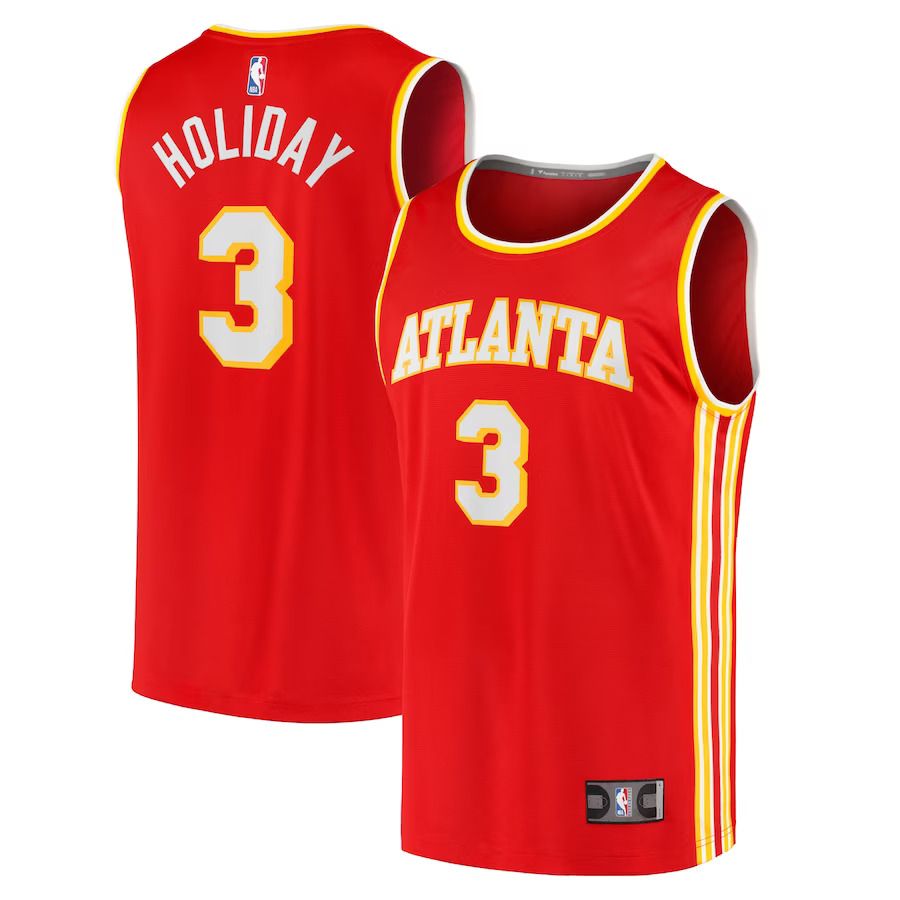 Men Atlanta Hawks #3 Aaron Holiday Fanatics Branded Red Fast Break Replica NBA Jersey->new orleans saints->NFL Jersey